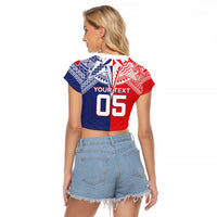 Custom Rugby Samoa And Tonga Raglan Cropped T Shirt Toa Samoa With Mate Maa - Polynesian Pride