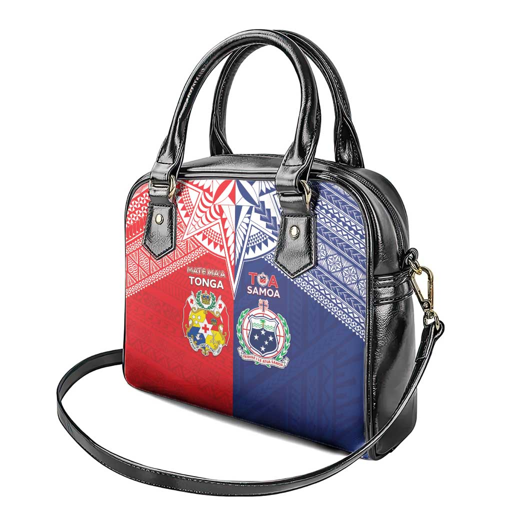 Rugby Samoa And Tonga Shoulder Handbag Toa Samoa With Mate Maa - Polynesian Pride