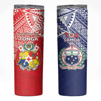Custom Rugby Samoa And Tonga Skinny Tumbler Toa Samoa With Mate Maa - Polynesian Pride