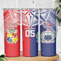 Custom Rugby Samoa And Tonga Skinny Tumbler Toa Samoa With Mate Maa - Polynesian Pride
