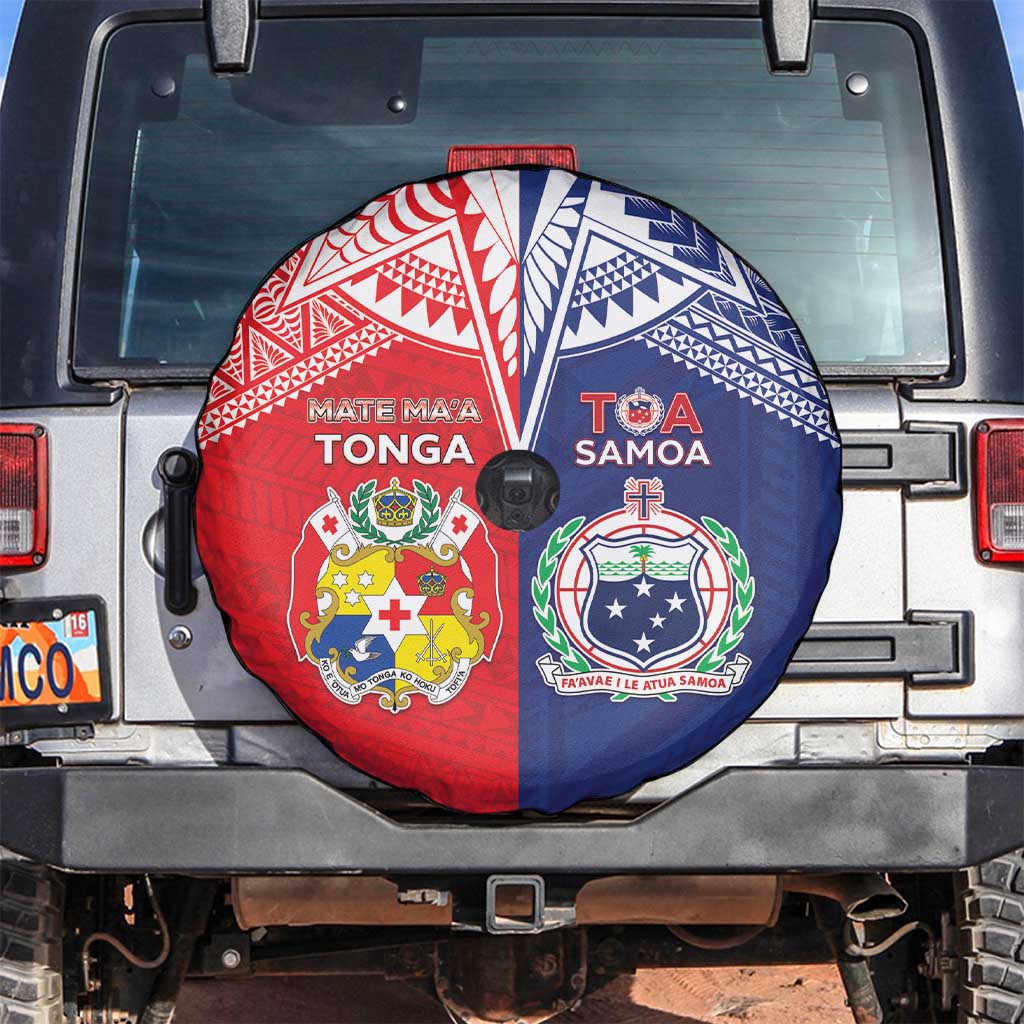 Rugby Samoa And Tonga Spare Tire Cover Toa Samoa With Mate Maa - Polynesian Pride