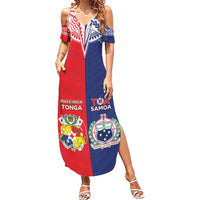 Custom Rugby Samoa And Tonga Summer Maxi Dress Toa Samoa With Mate Maa - Polynesian Pride
