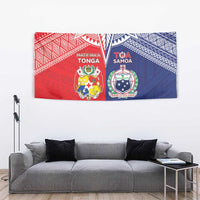 Rugby Samoa And Tonga Tapestry Toa Samoa With Mate Maa - Polynesian Pride