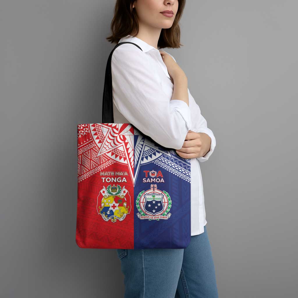 Rugby Samoa And Tonga Tote Bag Toa Samoa With Mate Maa - Polynesian Pride