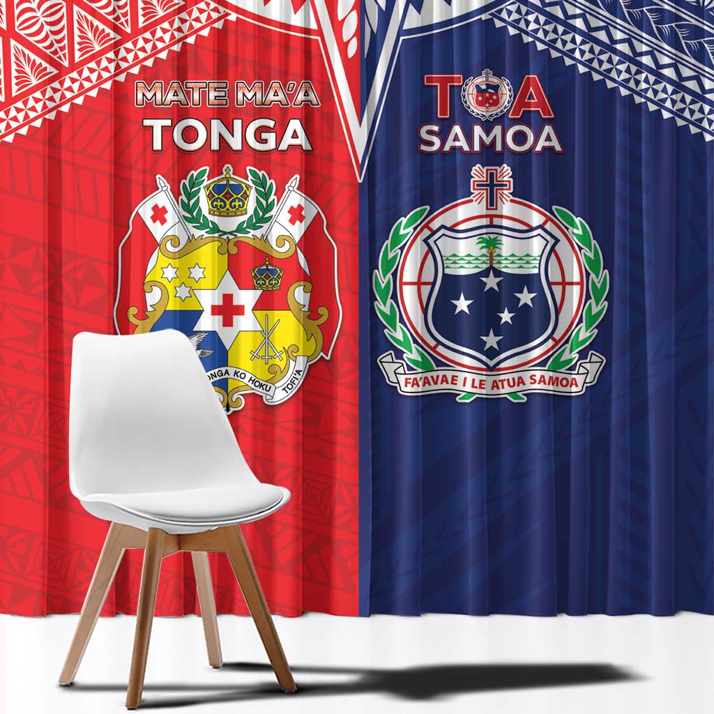Rugby Samoa And Tonga Window Curtain Toa Samoa With Mate Maa - Polynesian Pride