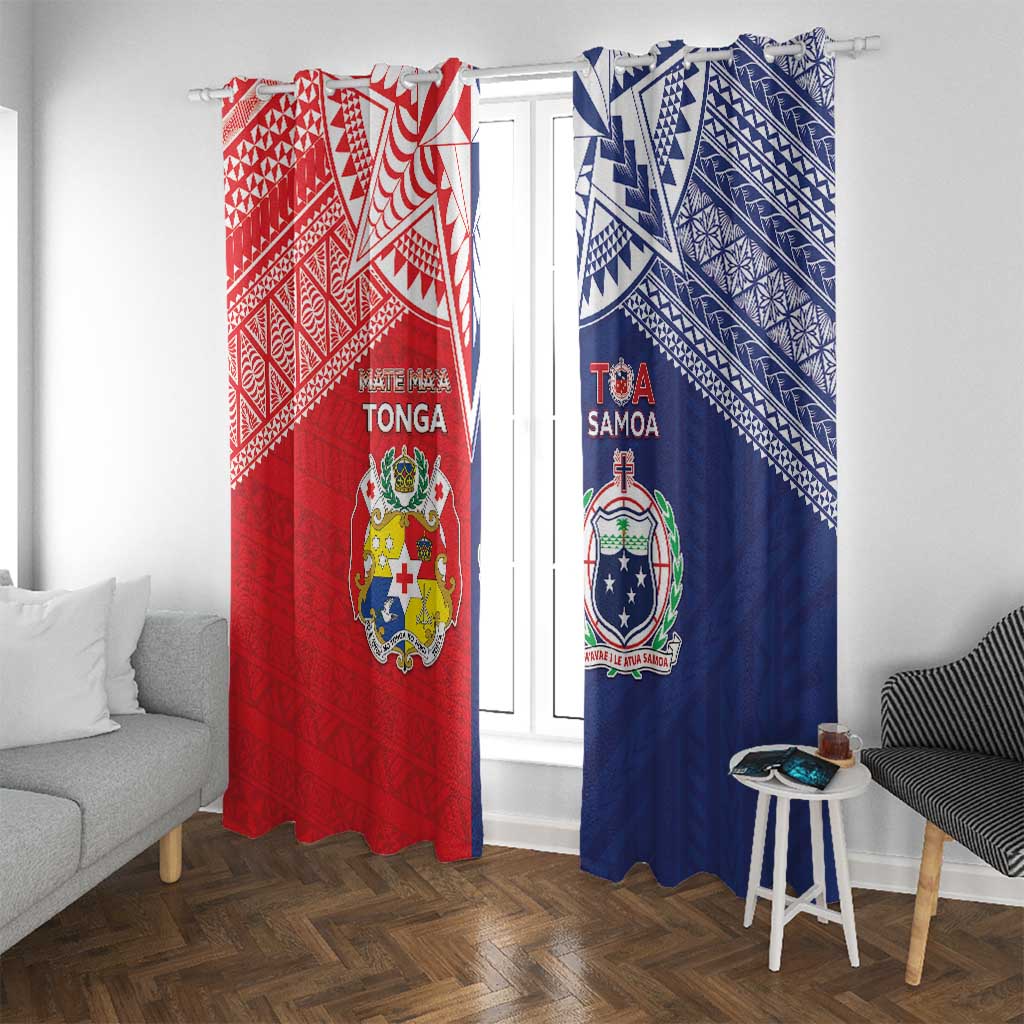 Rugby Samoa And Tonga Window Curtain Toa Samoa With Mate Maa - Polynesian Pride