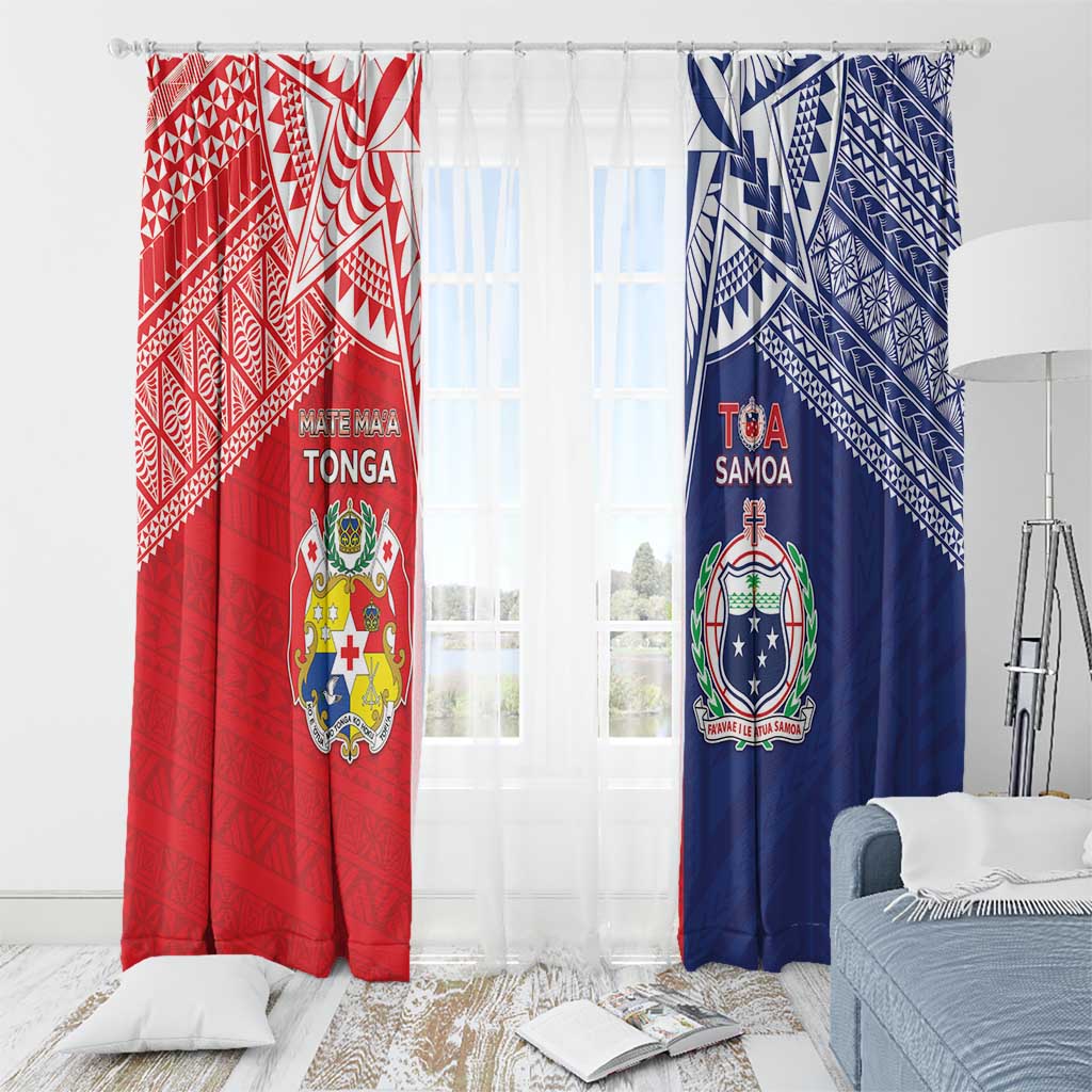 Rugby Samoa And Tonga Window Curtain Toa Samoa With Mate Maa - Polynesian Pride