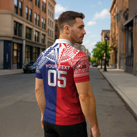 Custom Rugby Samoa And Tonga Zipper Polo Shirt Toa Samoa With Mate Maa - Polynesian Pride