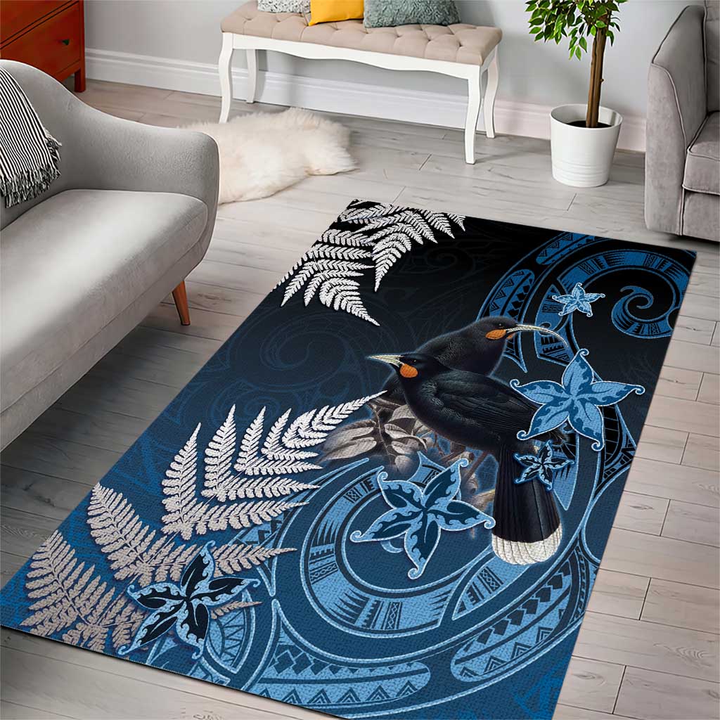 New Zealand Huia Bird Area Rug Aotearoa Maori Pattern