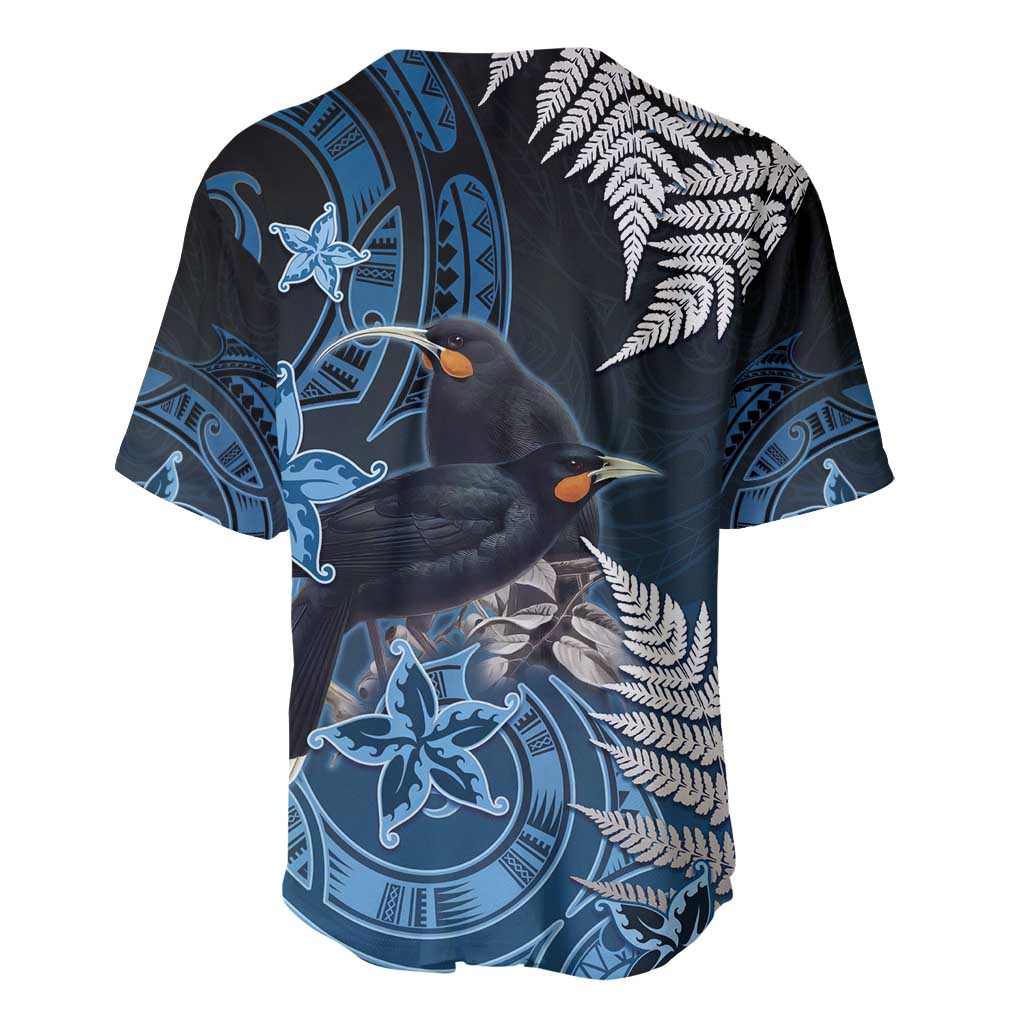 New Zealand Huia Bird Baseball Jersey Aotearoa Maori Pattern
