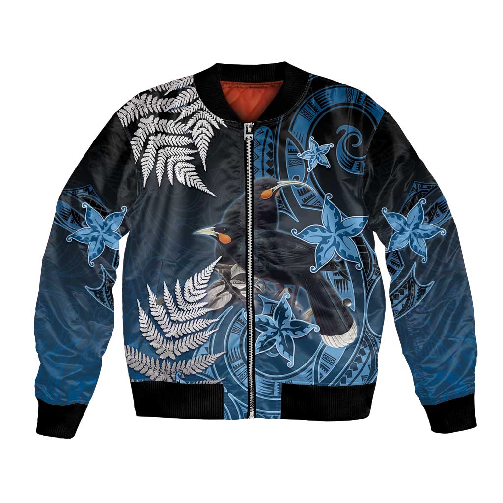 New Zealand Huia Bird Bomber Jacket Aotearoa Maori Pattern