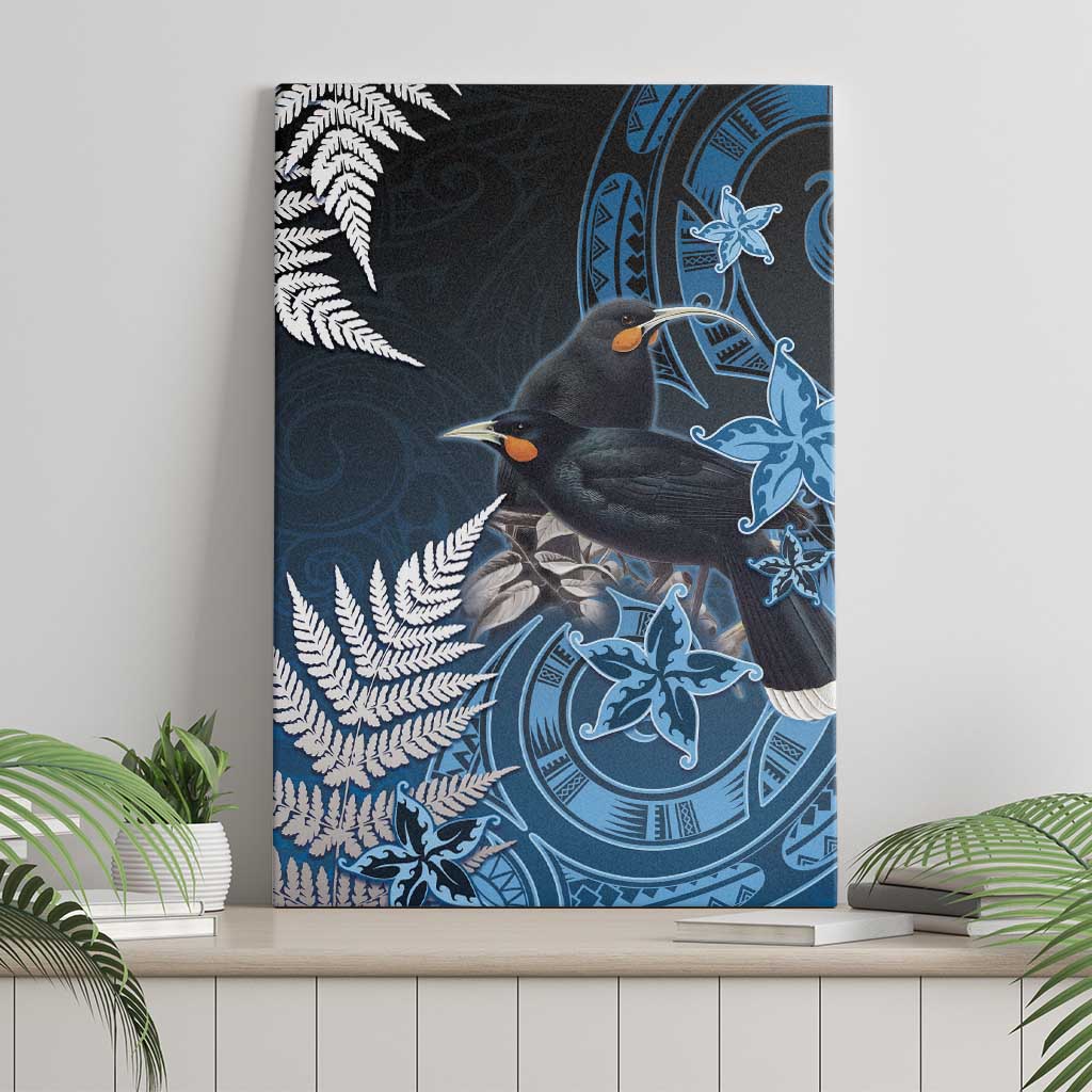 New Zealand Huia Bird Canvas Wall Art Aotearoa Maori Pattern LT05 - Polynesian Pride