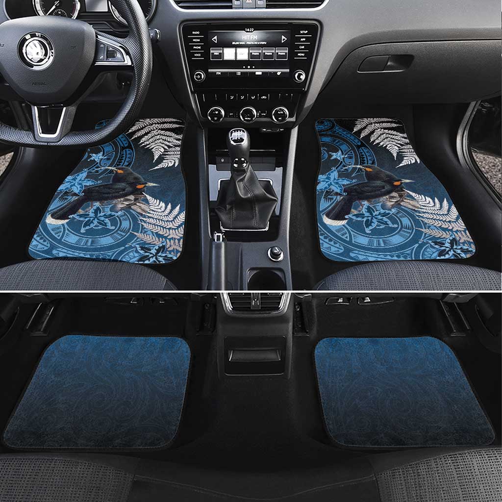 New Zealand Huia Bird Car Mats Aotearoa Maori Pattern LT05 Set 4pcs Navy - Polynesian Pride