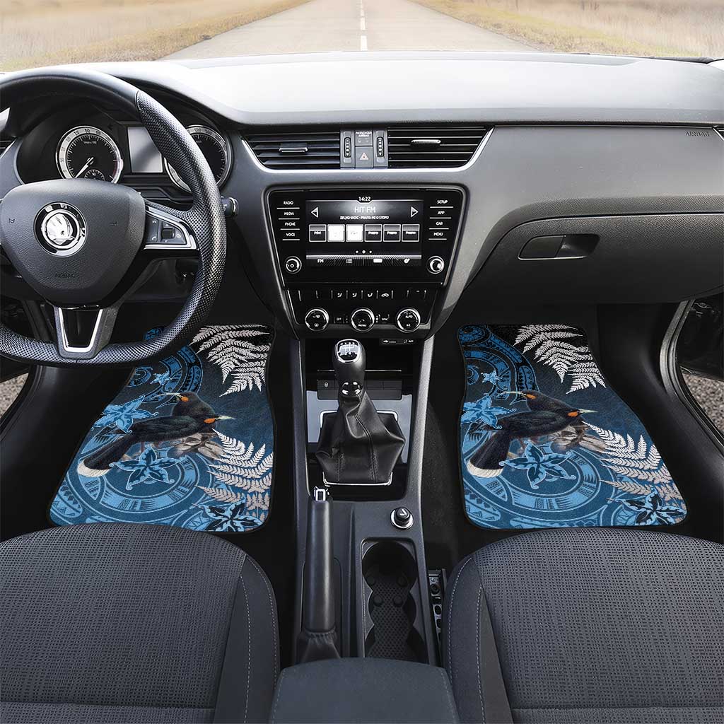 New Zealand Huia Bird Car Mats Aotearoa Maori Pattern LT05 Set 2pcs - Front Navy - Polynesian Pride