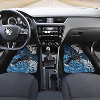 New Zealand Huia Bird Car Mats Aotearoa Maori Pattern LT05 Set 2pcs - Front Navy - Polynesian Pride