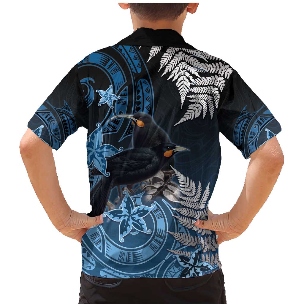 New Zealand Huia Bird Family Matching Mermaid Dress and Hawaiian Shirt Aotearoa Maori Pattern