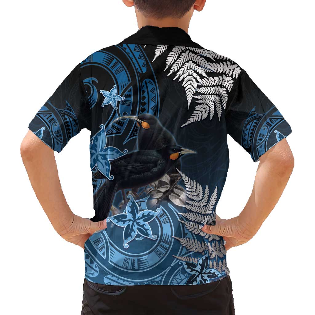 New Zealand Huia Bird Family Matching Tank Maxi Dress and Hawaiian Shirt Aotearoa Maori Pattern