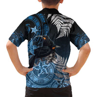 New Zealand Huia Bird Family Matching Tank Maxi Dress and Hawaiian Shirt Aotearoa Maori Pattern