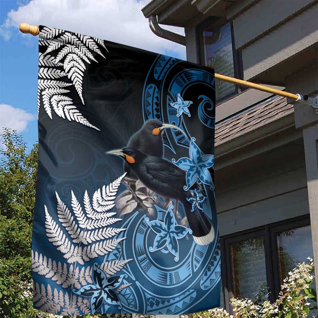 New Zealand Huia Bird Garden Flag Aotearoa Maori Pattern LT05 - Polynesian Pride