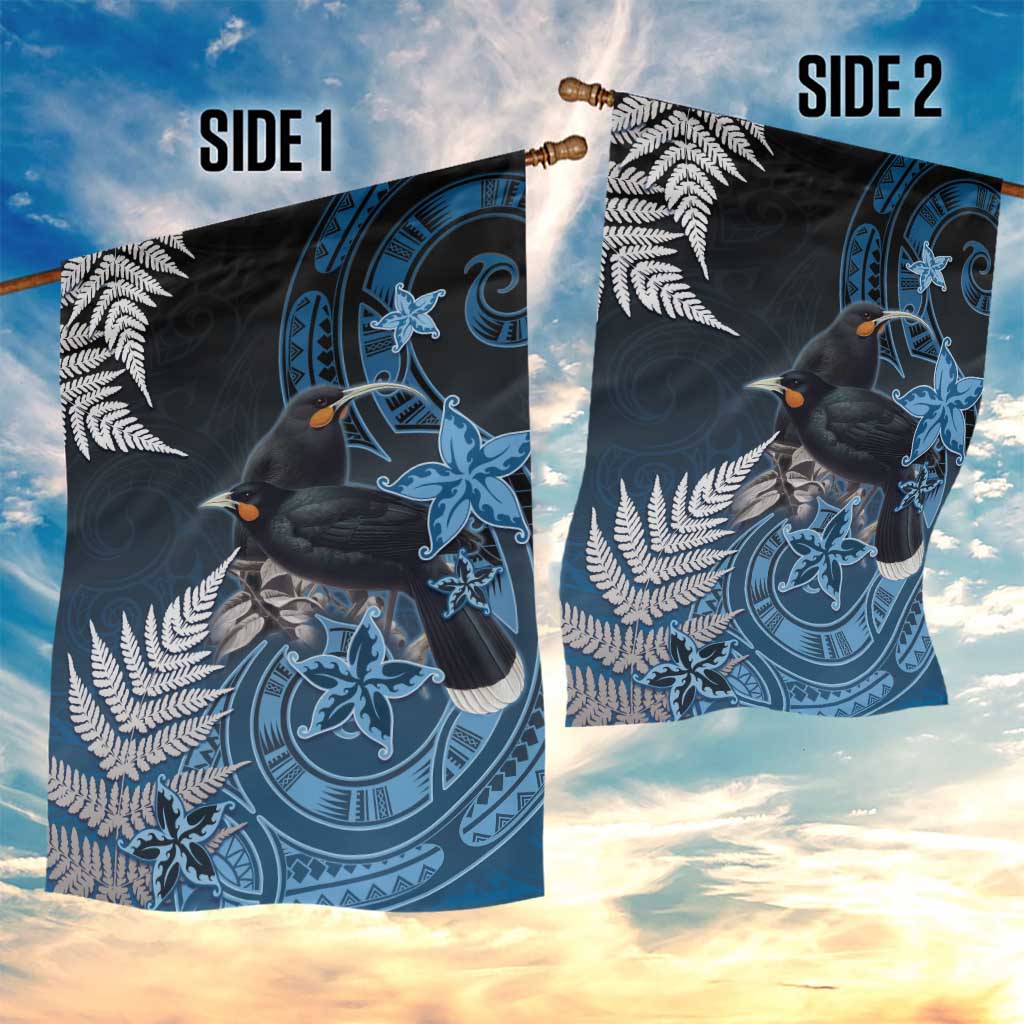 New Zealand Huia Bird Garden Flag Aotearoa Maori Pattern LT05 - Polynesian Pride