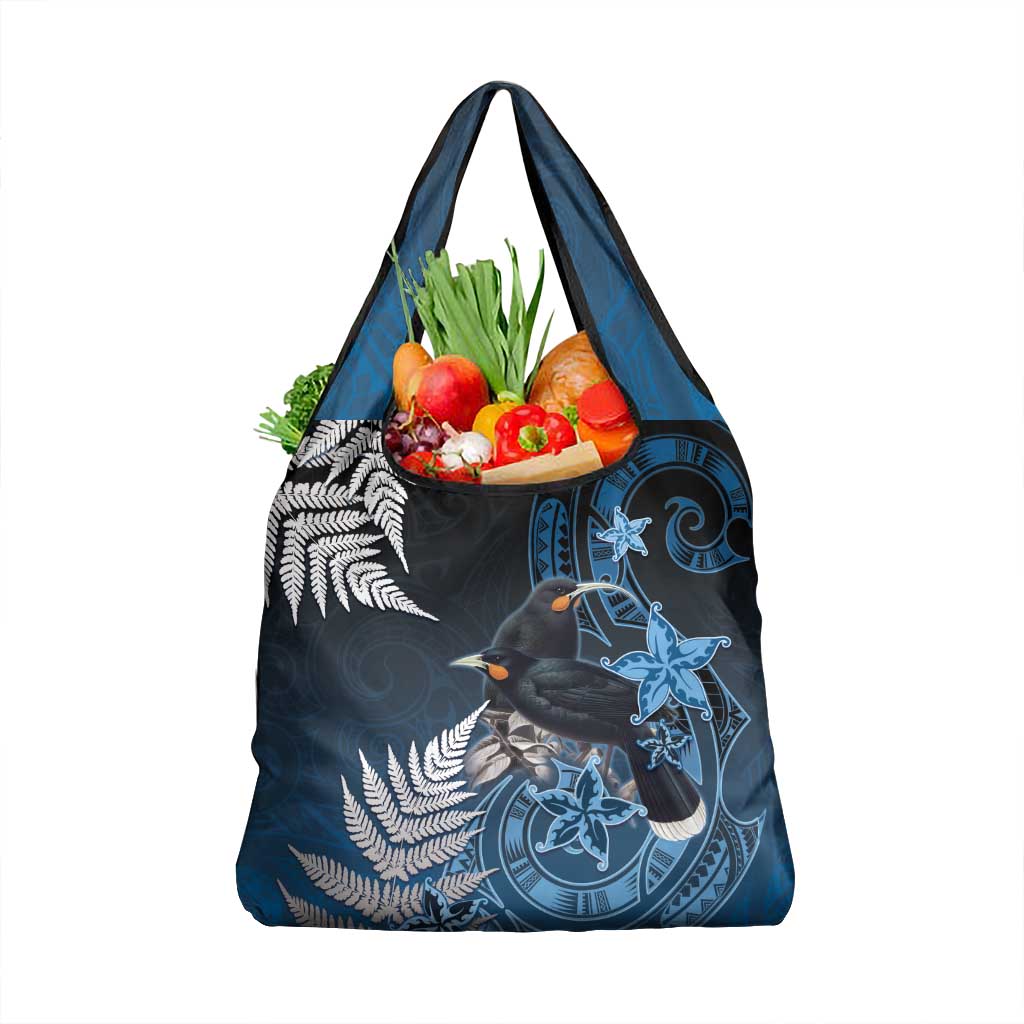 New Zealand Huia Bird Grocery Bag Aotearoa Maori Pattern LT05 1-pack One Size Navy - Polynesian Pride