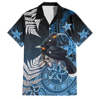 New Zealand Huia Bird Hawaiian Shirt Aotearoa Maori Pattern LT05 Navy - Polynesian Pride