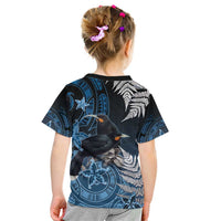 New Zealand Huia Bird Kid T Shirt Aotearoa Maori Pattern