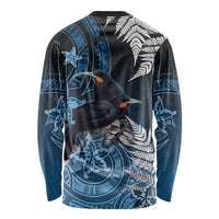 New Zealand Huia Bird Long Sleeve Shirt Aotearoa Maori Pattern LT05 - Polynesian Pride