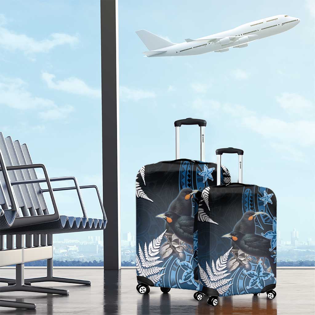 New Zealand Huia Bird Luggage Cover Aotearoa Maori Pattern
