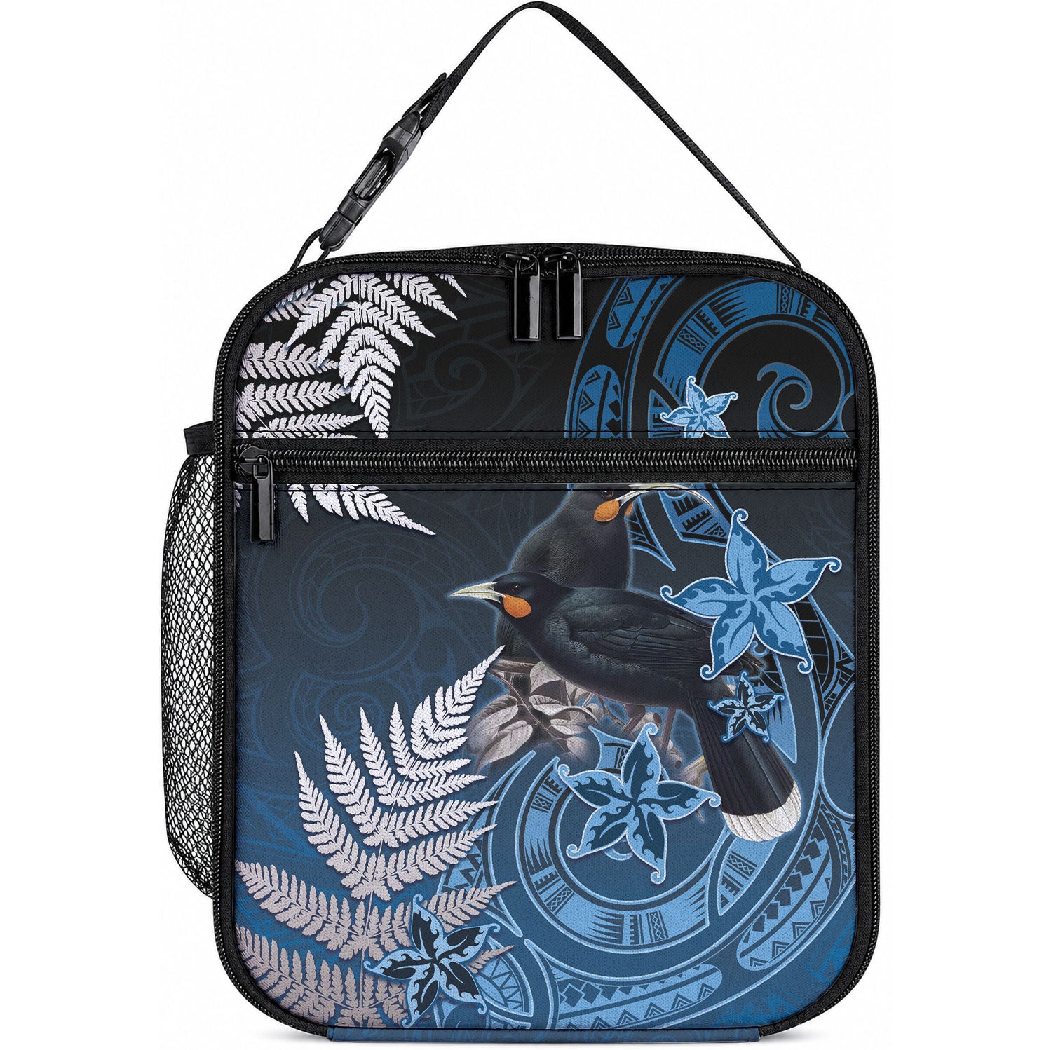 New Zealand Huia Bird Lunch Bag Aotearoa Maori Pattern LT05 10.2 × 8.3 × 4.3 inch Navy - Polynesian Pride