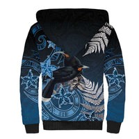 New Zealand Huia Bird Sherpa Hoodie Aotearoa Maori Pattern LT05 - Polynesian Pride