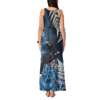New Zealand Huia Bird Tank Maxi Dress Aotearoa Maori Pattern