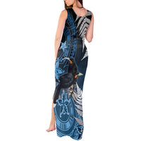 New Zealand Huia Bird Tank Maxi Dress Aotearoa Maori Pattern