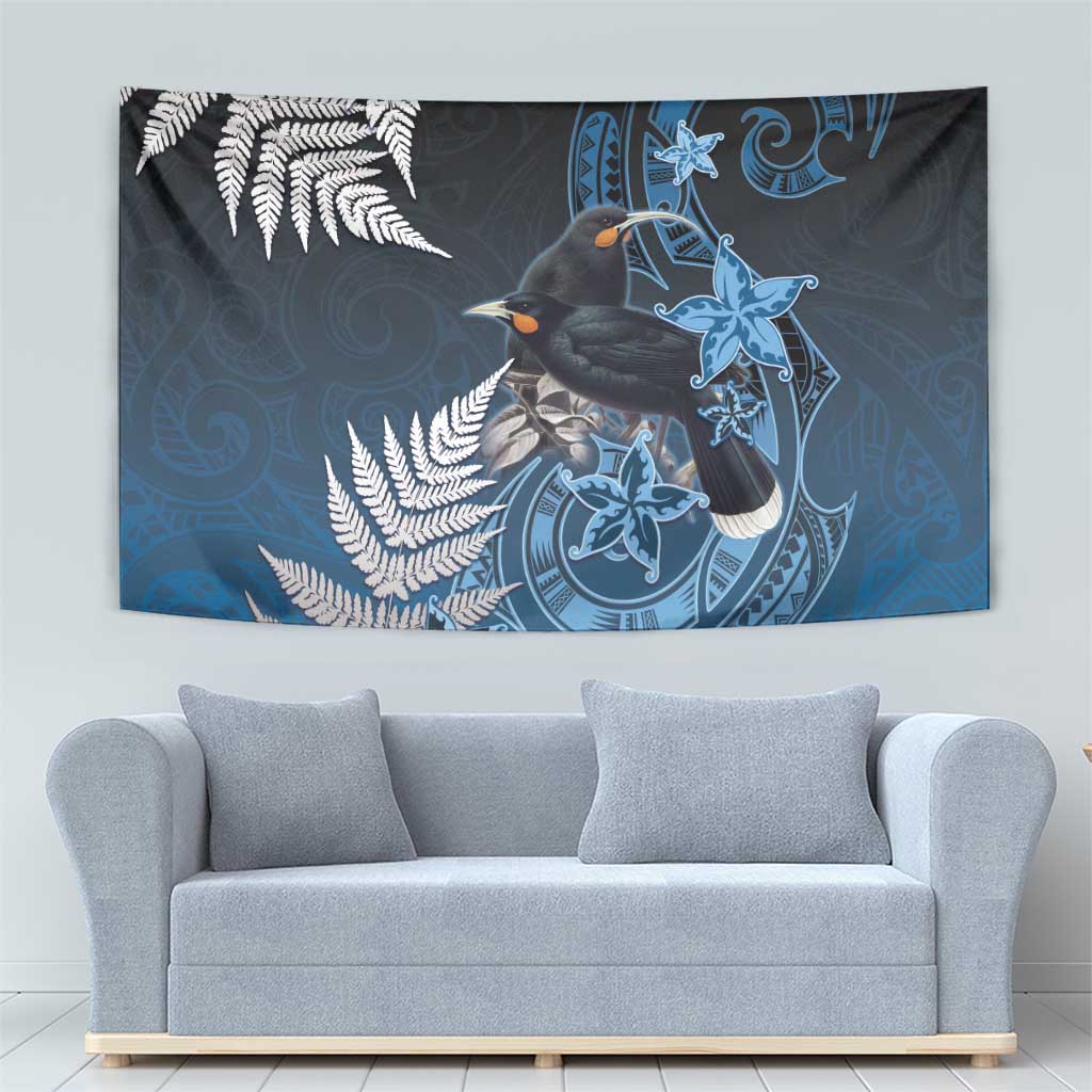 New Zealand Huia Bird Tapestry Aotearoa Maori Pattern