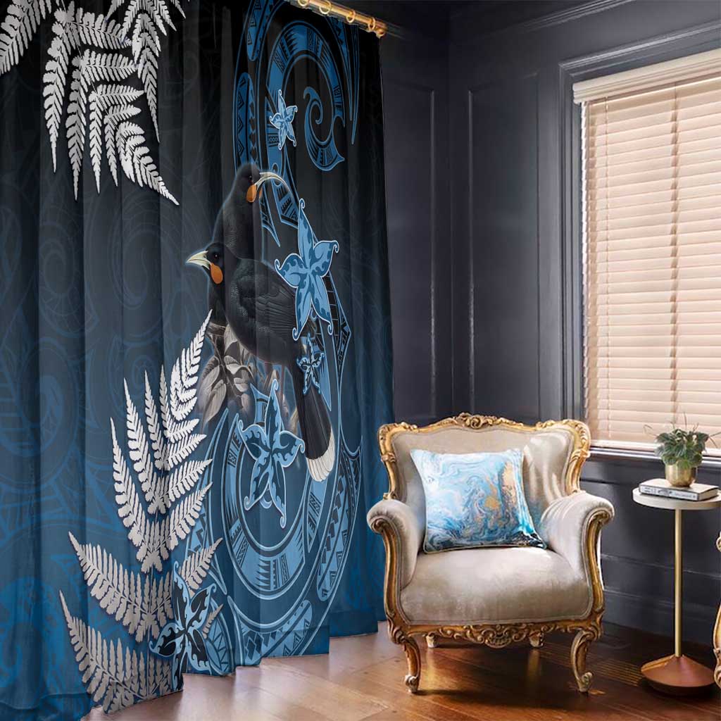 New Zealand Huia Bird Window Curtain Aotearoa Maori Pattern LT05 - Polynesian Pride