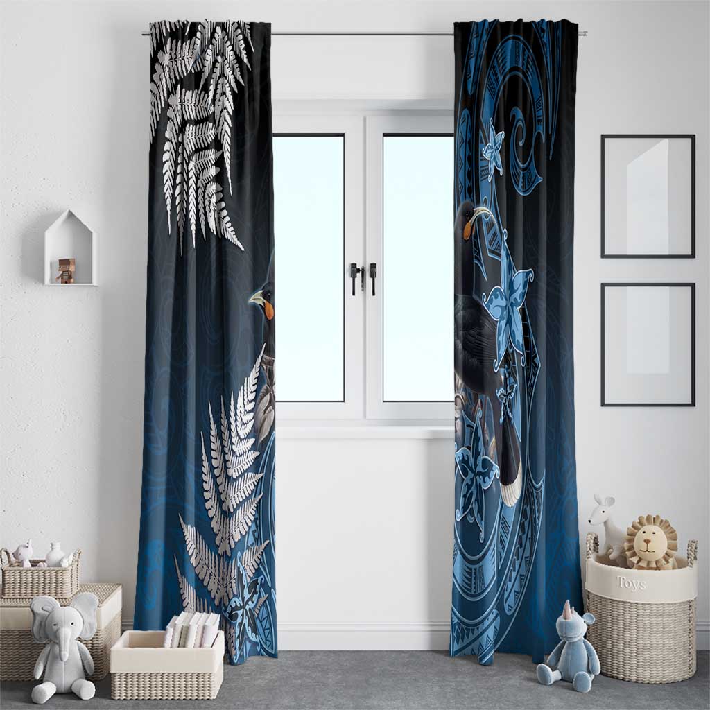 New Zealand Huia Bird Window Curtain Aotearoa Maori Pattern LT05 - Polynesian Pride