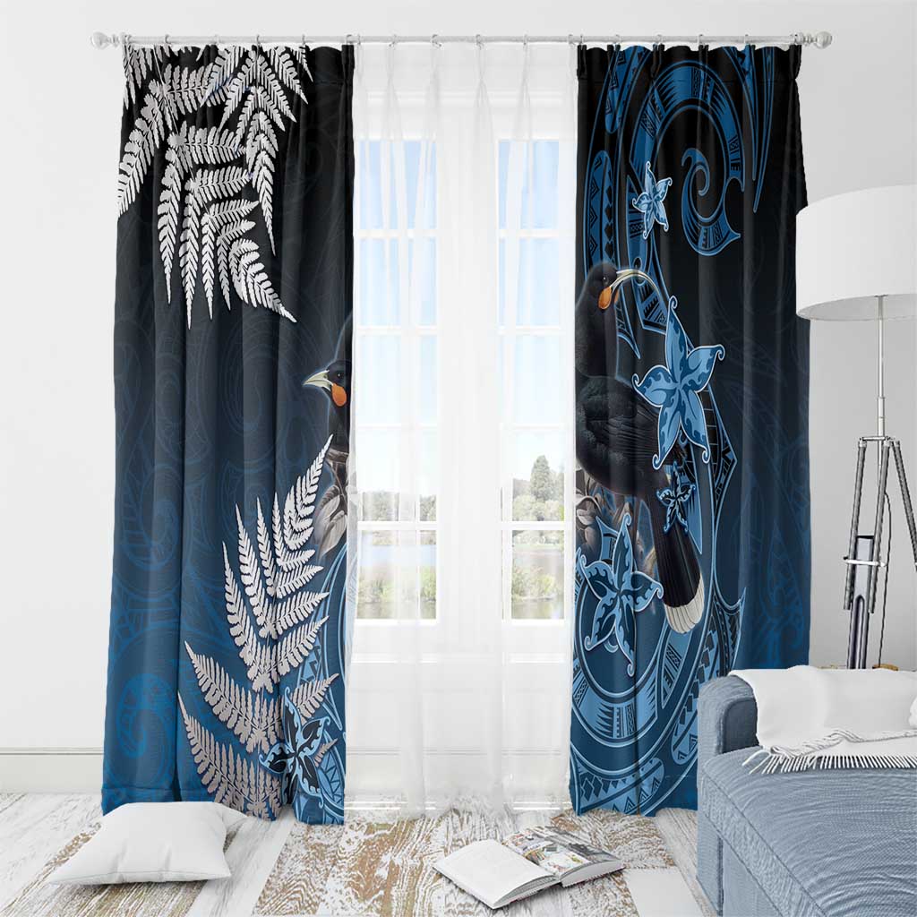 New Zealand Huia Bird Window Curtain Aotearoa Maori Pattern LT05 - Polynesian Pride