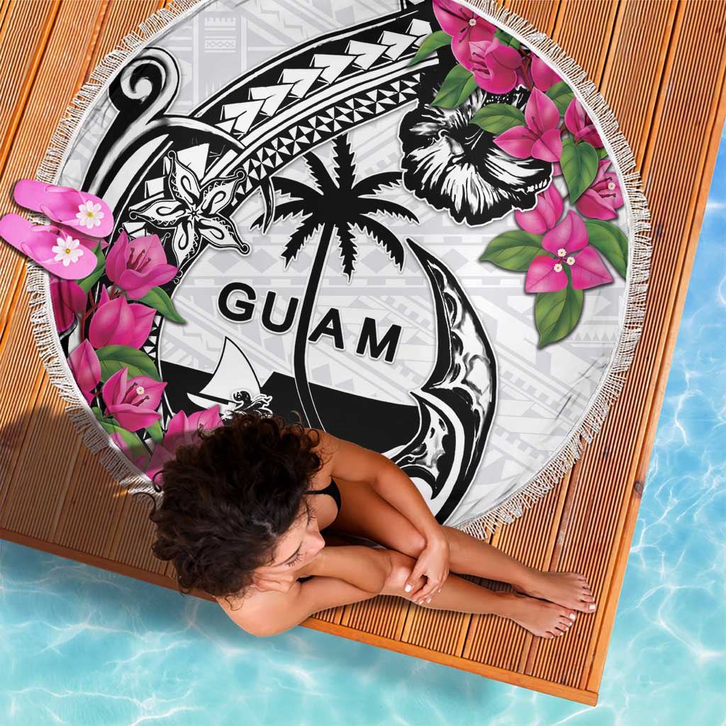 Guam Chamorro Beach Blanket Bougainvillea White Polynesian Tribal Pattern LT05 - Polynesian Pride
