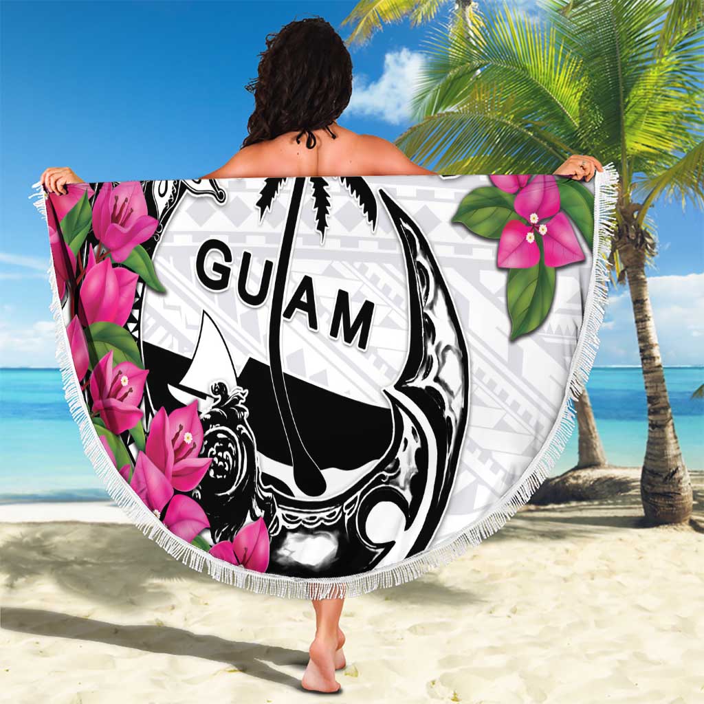 Guam Chamorro Beach Blanket Bougainvillea White Polynesian Tribal Pattern LT05 - Polynesian Pride