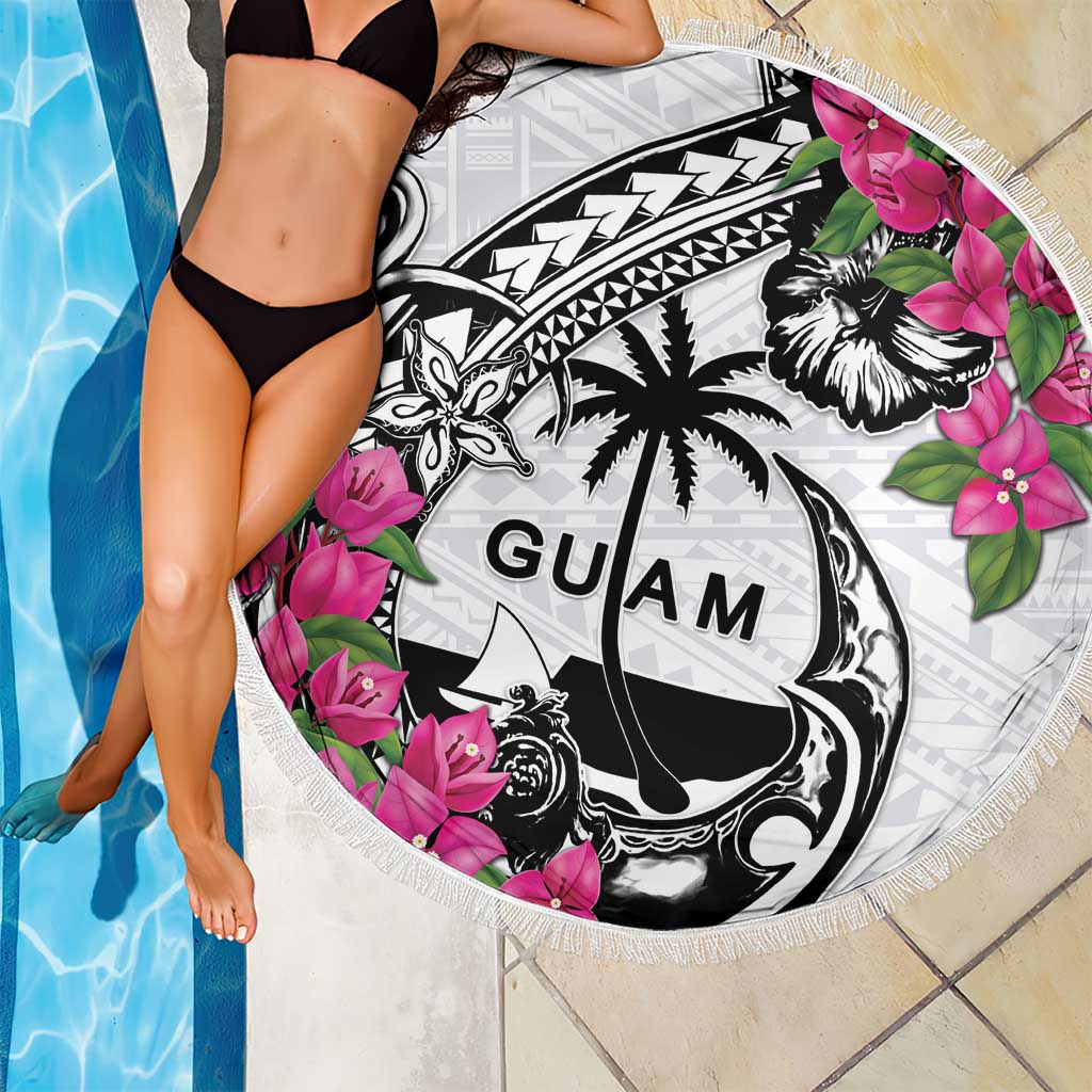 Guam Chamorro Beach Blanket Bougainvillea White Polynesian Tribal Pattern LT05 - Polynesian Pride