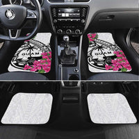 Guam Chamorro Car Mats Bougainvillea White Polynesian Tribal Pattern LT05 Set 4pcs White - Polynesian Pride