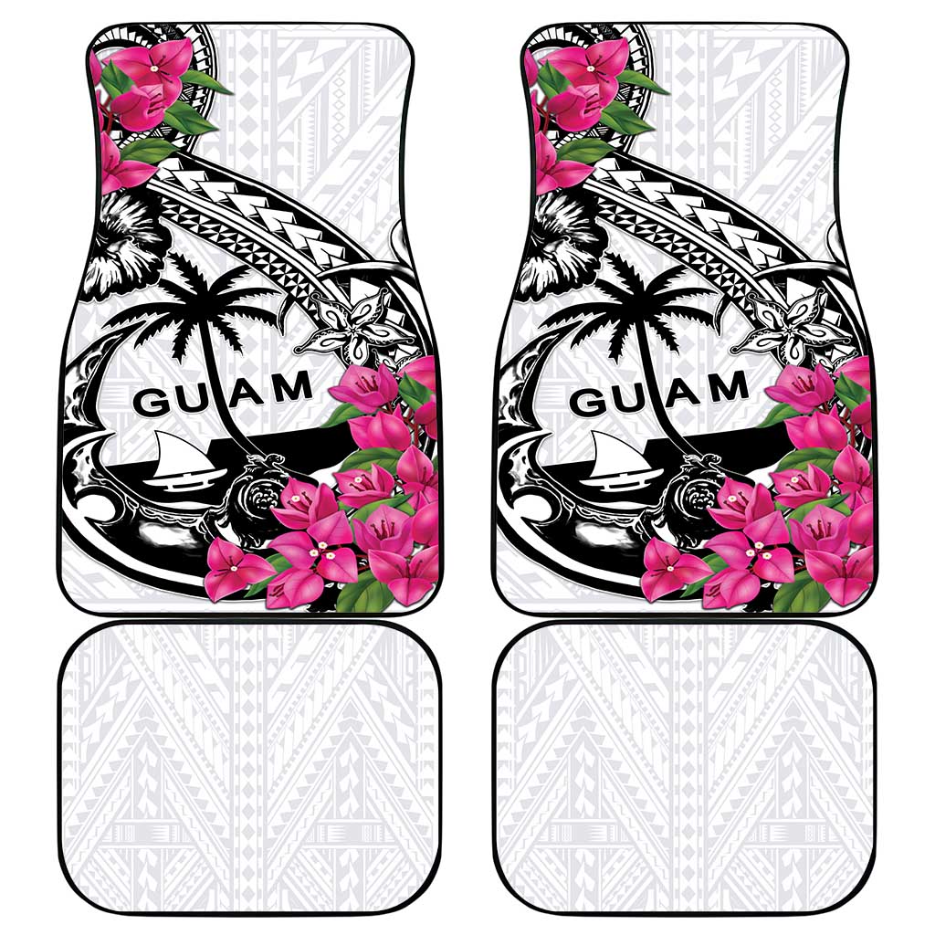Guam Chamorro Car Mats Bougainvillea White Polynesian Tribal Pattern LT05 - Polynesian Pride