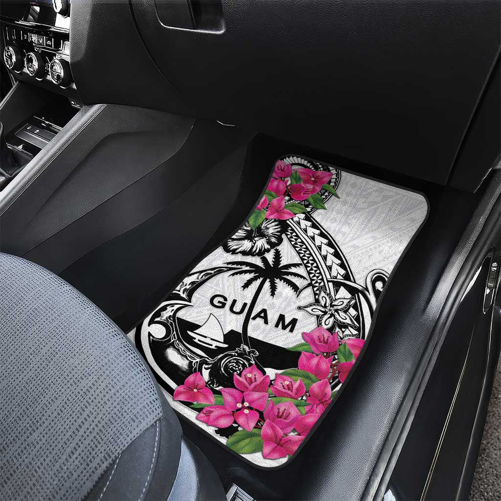 Guam Chamorro Car Mats Bougainvillea White Polynesian Tribal Pattern LT05 - Polynesian Pride