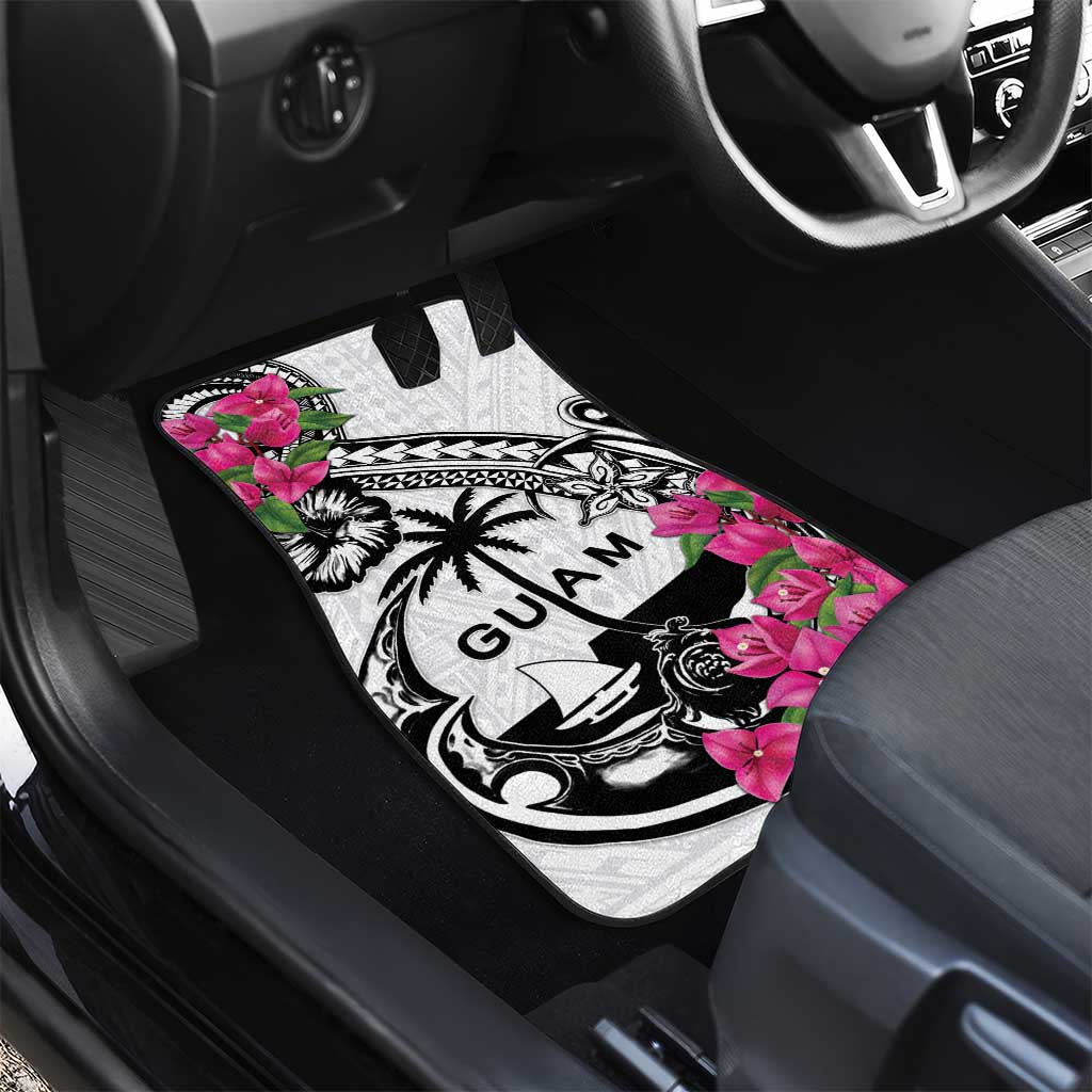 Guam Chamorro Car Mats Bougainvillea White Polynesian Tribal Pattern LT05 - Polynesian Pride