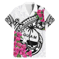 Guam Chamorro Family Matching Mermaid Dress and Hawaiian Shirt Bougainvillea White Polynesian Tribal Pattern