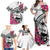 Guam Chamorro Family Matching Off Shoulder Maxi Dress and Hawaiian Shirt Bougainvillea White Polynesian Tribal Pattern