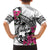 Guam Chamorro Family Matching Off Shoulder Short Dress and Hawaiian Shirt Bougainvillea White Polynesian Tribal Pattern