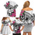 Guam Chamorro Family Matching Off Shoulder Short Dress and Hawaiian Shirt Bougainvillea White Polynesian Tribal Pattern