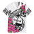 Guam Chamorro Family Matching Off Shoulder Short Dress and Hawaiian Shirt Bougainvillea White Polynesian Tribal Pattern