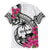 Guam Chamorro Family Matching Off Shoulder Short Dress and Hawaiian Shirt Bougainvillea White Polynesian Tribal Pattern